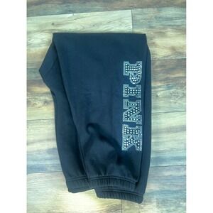 Pink Victoria's Secret Rhinestone Logo Sweatpants Black XXL Joggers NWT